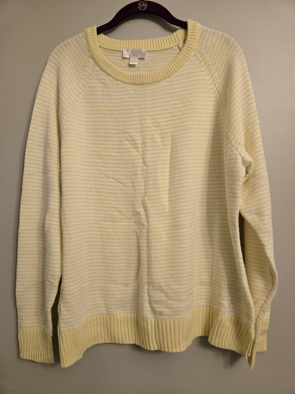 Belle By Kim Gravel Striped Crewneck Sweater - Light Yellow/White
